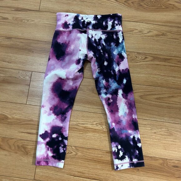 🌑 Lululemon Wunder Under Size 6 Hi Rise Tight Crop Purple Leggings Stretch EUC - Picture 4 of 4